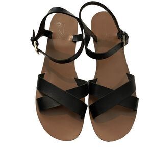 J. CREW Black Criss Cross Leather Sandals Size 10